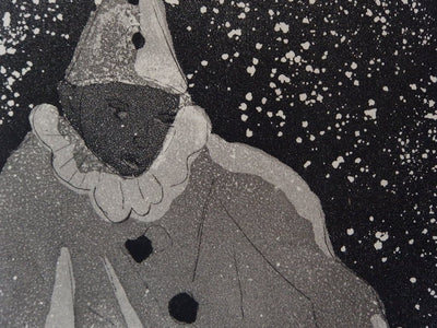 Christian D'ESPIC : Pierrot Triste - Gravure (détail)