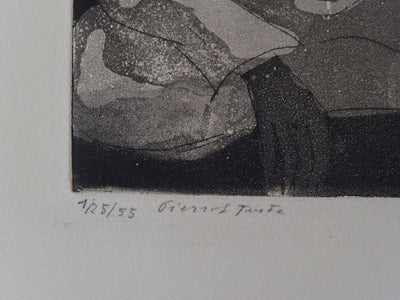 Christian D'ESPIC : Pierrot Triste - Gravure (détail)