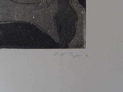 Christian D'ESPIC : Pierrot Triste - Gravure (détail)