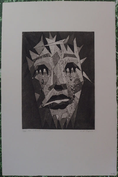 Christian D'ESPIC : Visage du Christ - Gravure