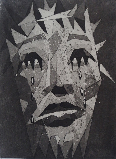 Christian D'ESPIC : Visage du Christ - Gravure (détail)