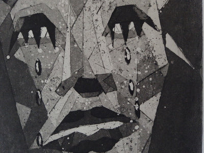 Christian D'ESPIC : Visage du Christ - Gravure (détail)