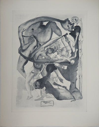 Salvador DALI : Enfer 11 : Au bord du 7e bolge, Gravure originale (vue générale) - Crédit photo : Galerie Art.Paris