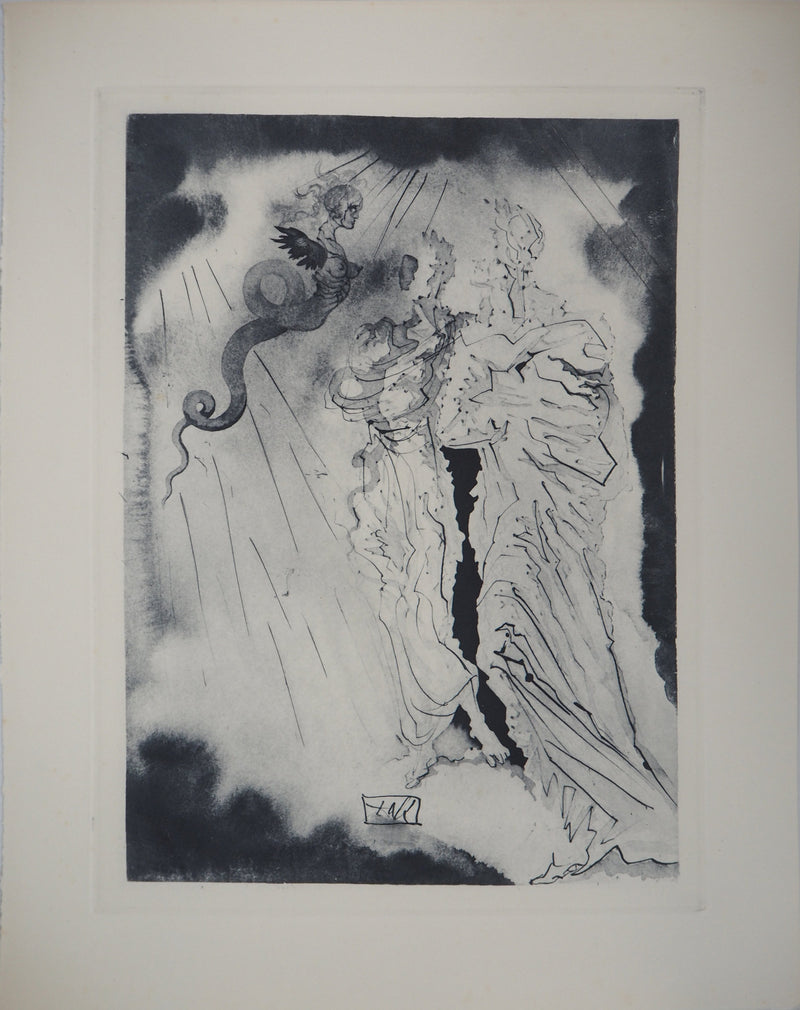 Salvador DALI : Enfer 21 : Le Diable noir, Gravure originale (vue générale) - Crédit photo : Galerie Art.Paris