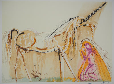 Salvador DALI : La Licorne - Lithographie (détail)