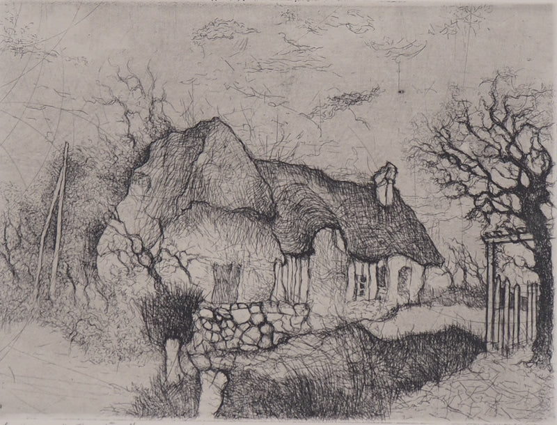 Jean-Claude DARMON : La chaumière - Gravure