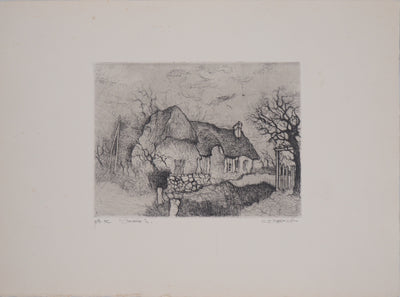 Jean-Claude DARMON : La chaumière - Gravure (détail)