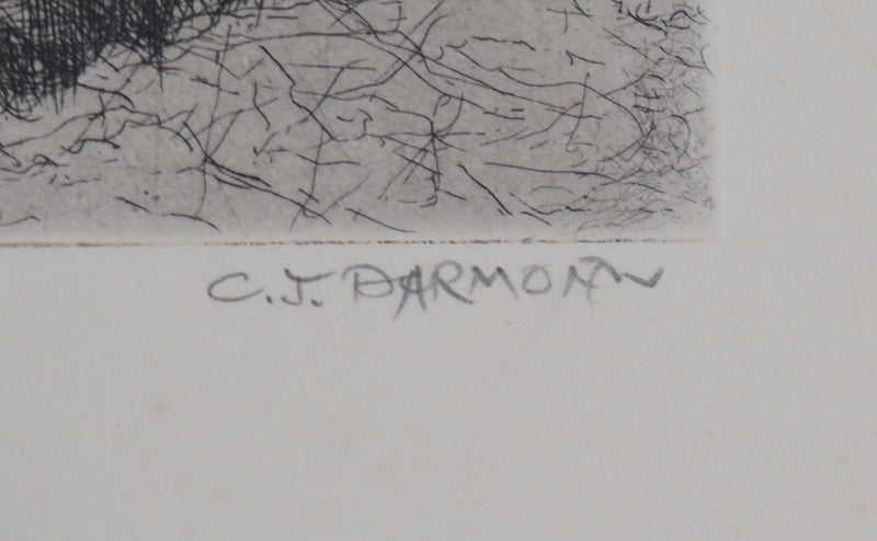 Jean-Claude DARMON : La chaumière - Gravure (détail)