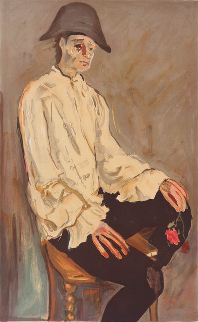 Gabriel DAUCHOT : L'arlequin à la rose - Lithographie (détail)