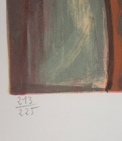 Gabriel DAUCHOT : L'arlequin à la rose - Lithographie (détail)