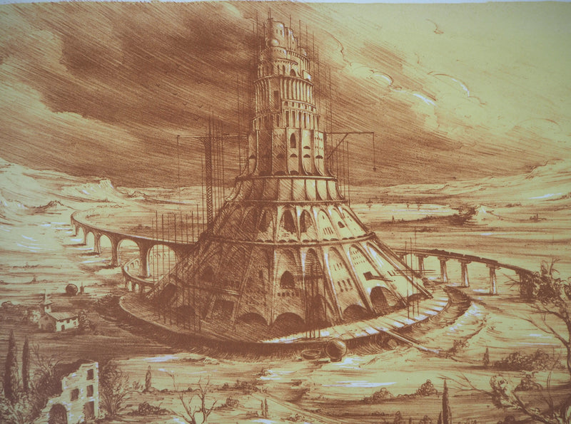 Marc DAUTRY : La construction - Lithographie (détail)