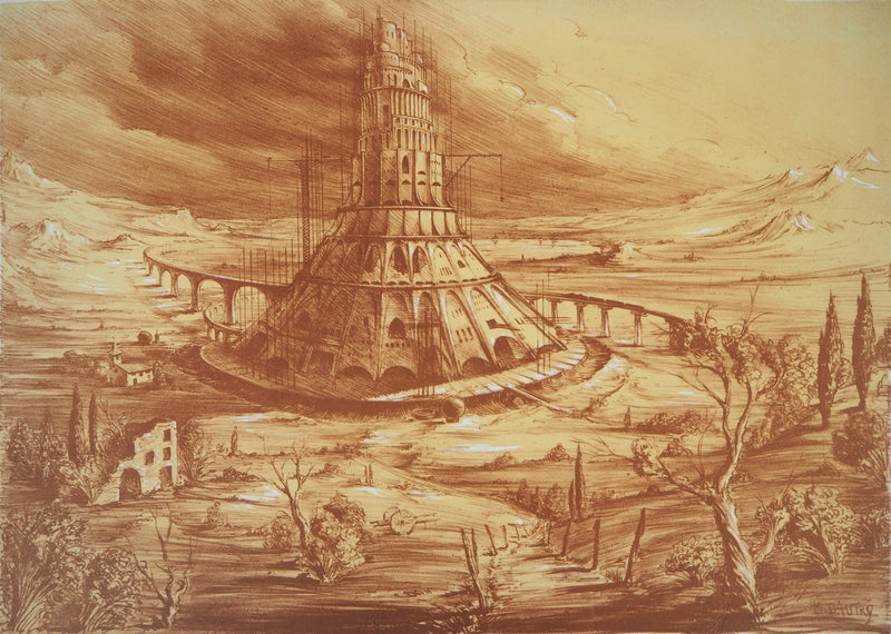 Marc DAUTRY : La construction - Lithographie (détail)