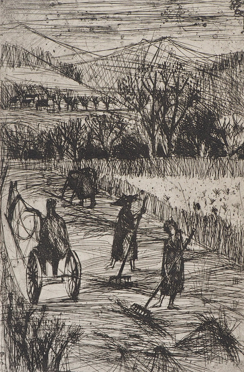 F. DAVID : La moisson - Gravure