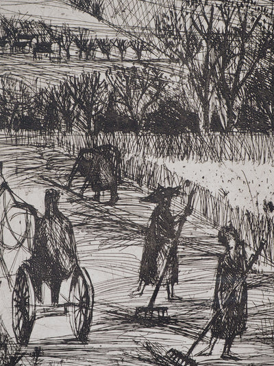 F. DAVID : La moisson - Gravure (détail)