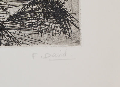 F. DAVID : La moisson - Gravure (détail)