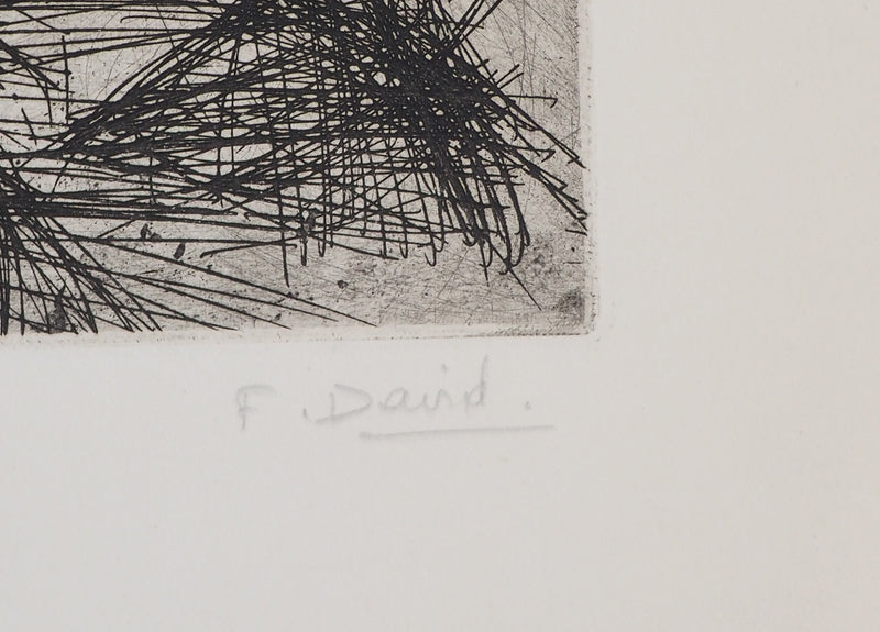 F. DAVID : La moisson - Gravure (détail)