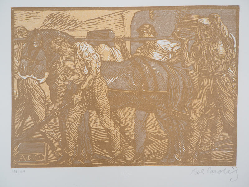 Adolpho DE CAROLIS : Le Travail, 1923 - Gravure sur bois