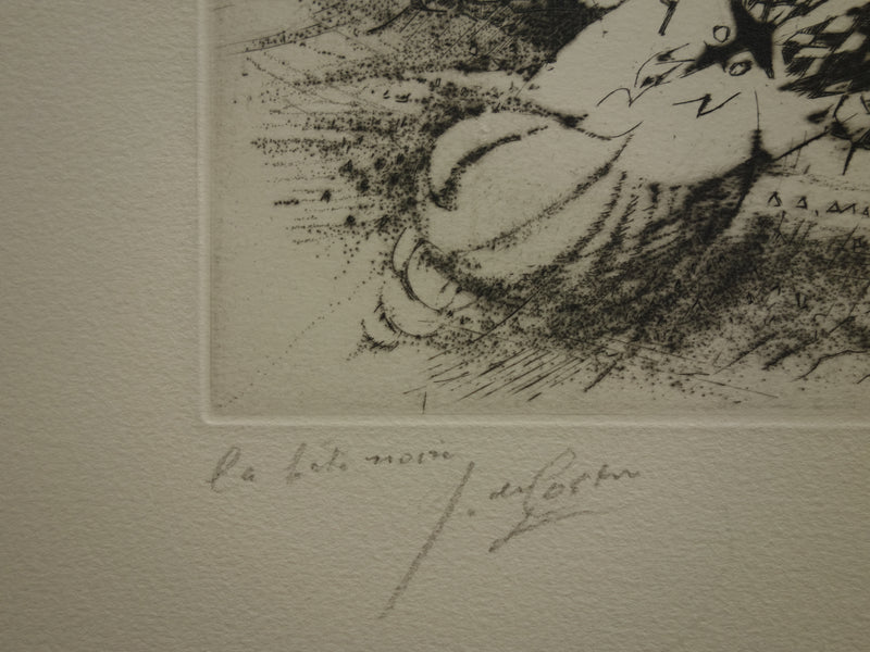Germaine DE COSTER : La bête noire - Gravure (détail)