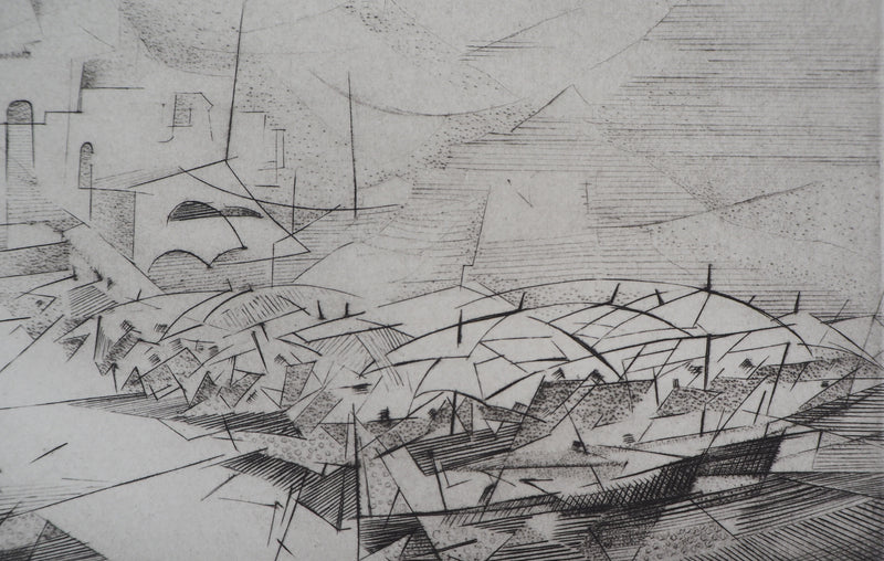 Germaine DE COSTER : Le petit port, 1979 - Gravure (détail)