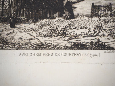 Marcellin DE GROISEILLIEZ : Avelghen près de Courtray - Gravure (détail)