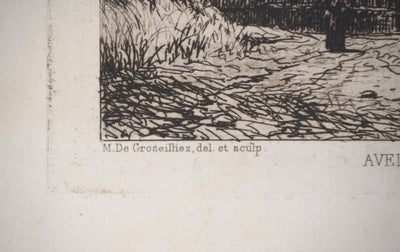Marcellin DE GROISEILLIEZ : Avelghen près de Courtray - Gravure (détail)