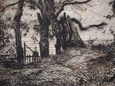Marcellin DE GROISEILLIEZ : La barrière - Gravure (détail)