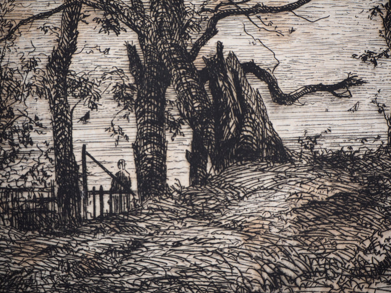 Marcellin DE GROISEILLIEZ : La barrière - Gravure (détail)