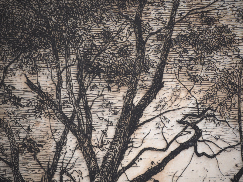 Marcellin DE GROISEILLIEZ : La barrière - Gravure (détail)