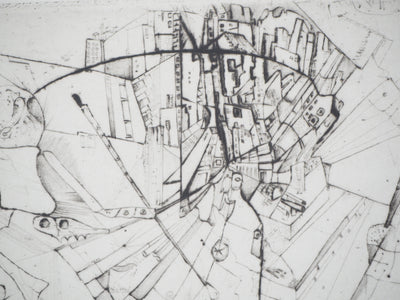 Alexis DE KERMOAL : Compression d'une ville - Gravure (détail)