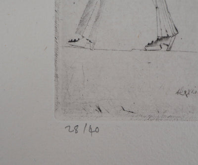 Alexis DE KERMOAL : La ville ouvre ses portes - Gravure (détail)