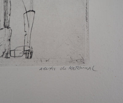 Alexis DE KERMOAL : La ville ouvre ses portes - Gravure (détail)