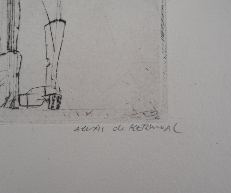 Alexis DE KERMOAL : La ville ouvre ses portes - Gravure (détail)