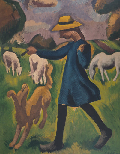 Roger DE LA FRESNAYE : Promenade dans les champs, Lithographie originale (photo de détail 4) - Crédit photo : Galerie Art.Paris