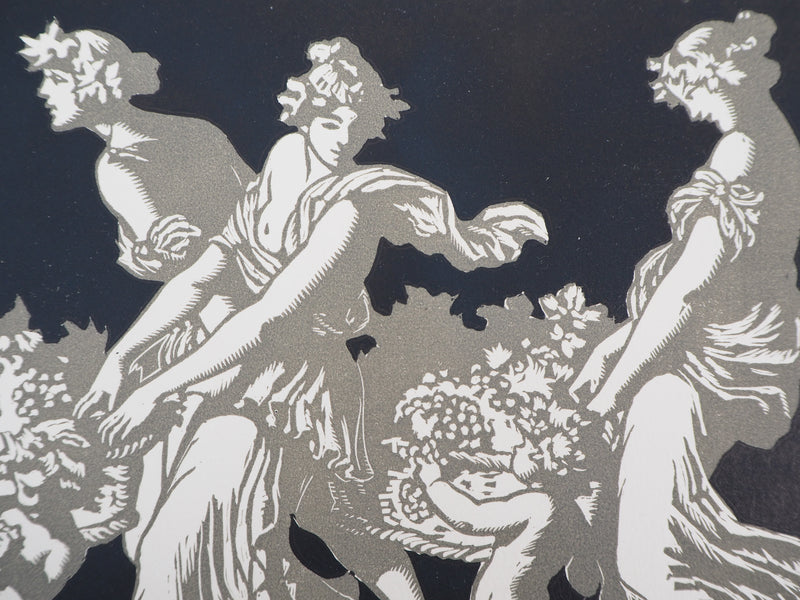 Maurice DE LAMBERT : Hommage à Bacchus, les vendanges, 1927 - Gravure sur bois (détail)