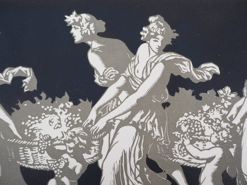 Maurice DE LAMBERT : Hommage à Bacchus, les vendanges, 1927 - Gravure sur bois (détail)