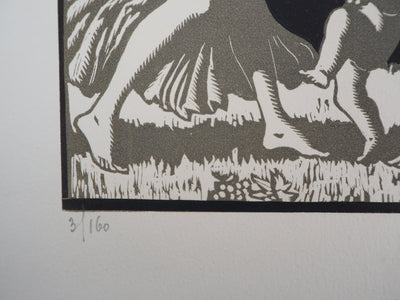 Maurice DE LAMBERT : Hommage à Bacchus, les vendanges, 1927 - Gravure sur bois (détail)