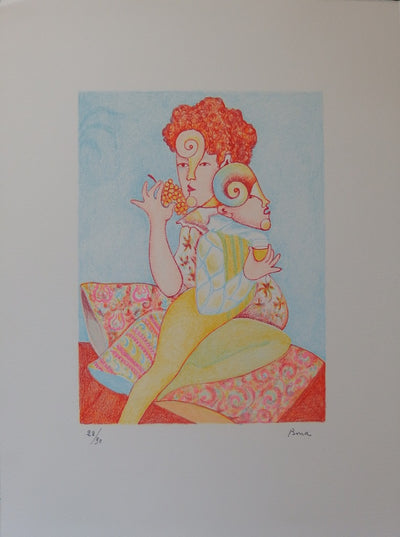 Bona DE MANDIARGUES :  - Lithographie (détail)