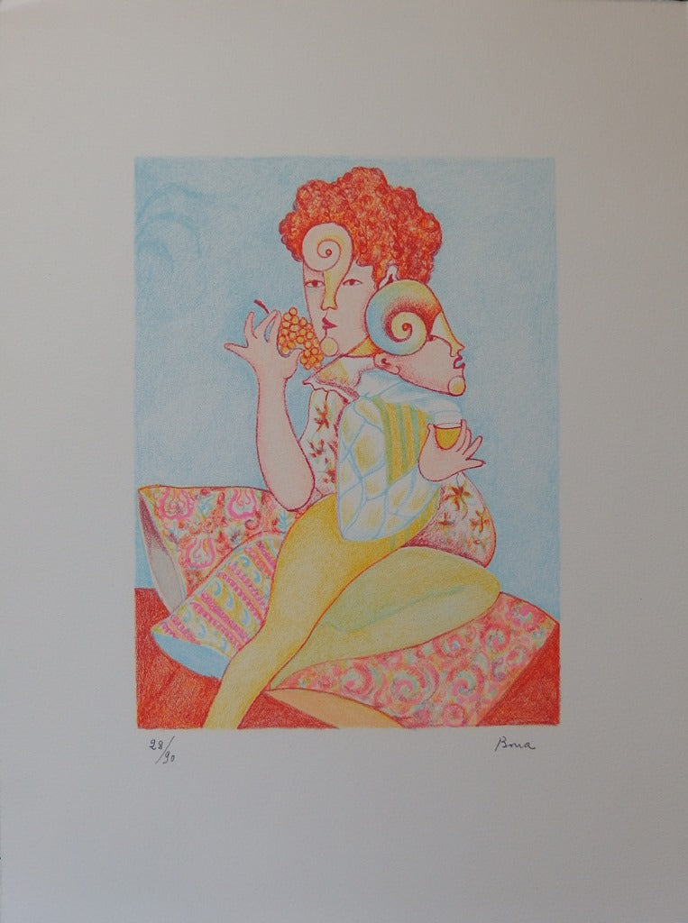 Bona DE MANDIARGUES :  - Lithographie (détail)