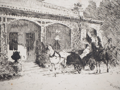 Giuseppe DE NITTIS : Retour d'une promenade - Gravure (détail)