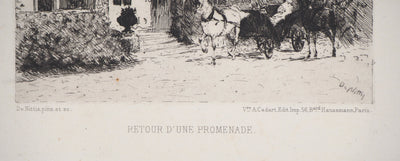 Giuseppe DE NITTIS : Retour d'une promenade - Gravure (détail)