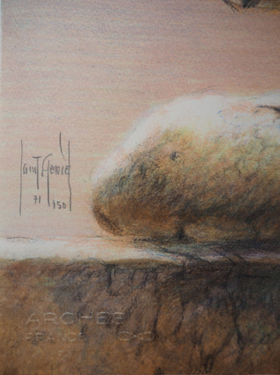 Francis DE SAINT GENIES : Énigme : Femme fatale - Lithographie (détail)