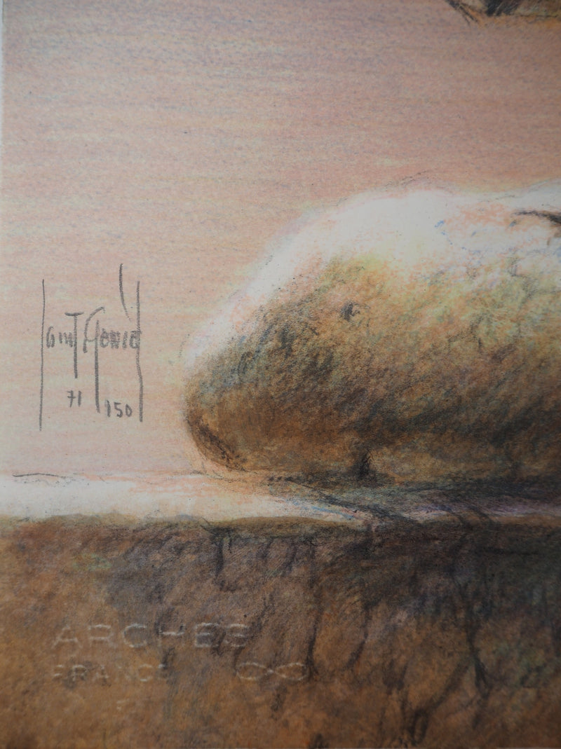 Francis DE SAINT GENIES : Énigme : Femme fatale - Lithographie (détail)