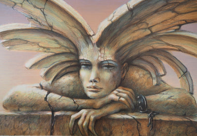 Francis DE SAINT GENIES : Énigme : Femme fatale - Lithographie (détail)