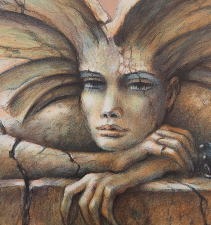 Francis DE SAINT GENIES : Énigme : Femme fatale - Lithographie (détail)