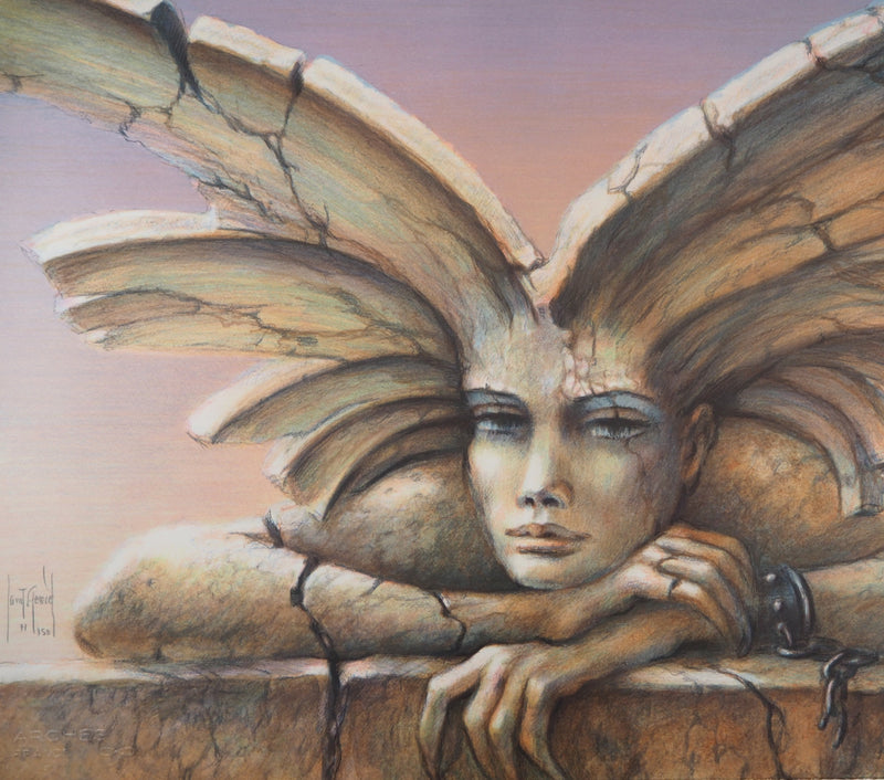 Francis DE SAINT GENIES : Énigme : Femme fatale - Lithographie (détail)