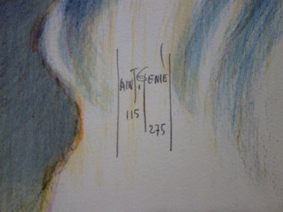 Francis DE SAINT GENIES : Jeune-fille à la licorne - Lithographie (détail)