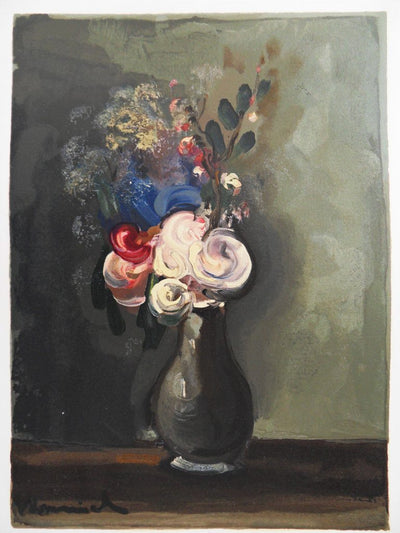 Maurice DE VLAMINCK : Le bouquet de roses - Lithographie