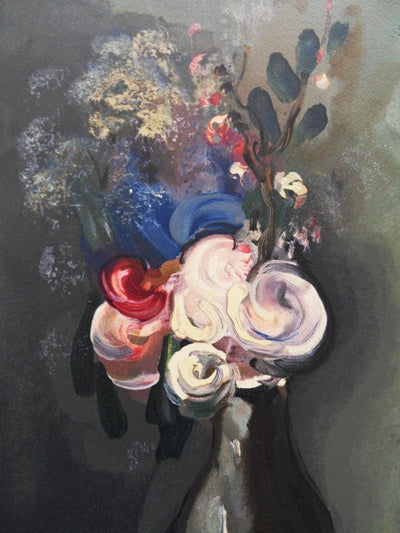 Maurice DE VLAMINCK : Le bouquet de roses - Lithographie (détail)