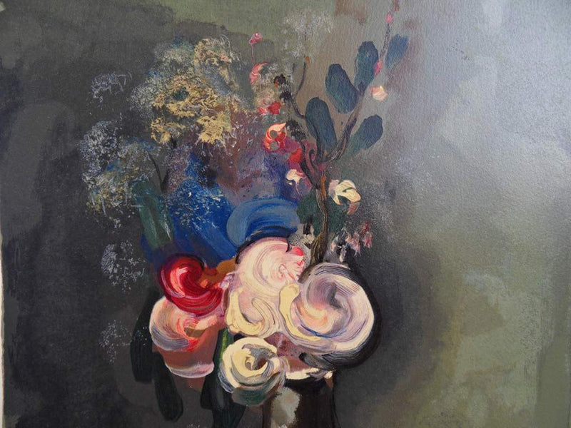 Maurice DE VLAMINCK : Le bouquet de roses - Lithographie (détail)