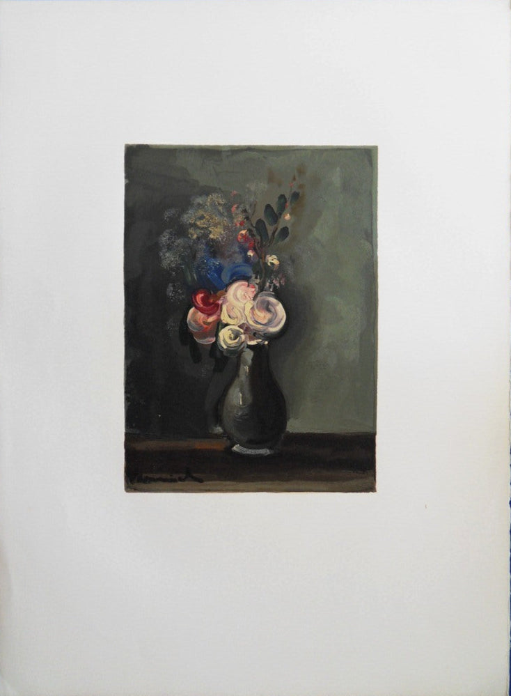 Maurice DE VLAMINCK : Le bouquet de roses - Lithographie (détail)